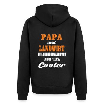 Papa und Landwirt - Unisex Premium Bio Zip Hoodie - Schwarz - Hinten - Nico (187cm)
