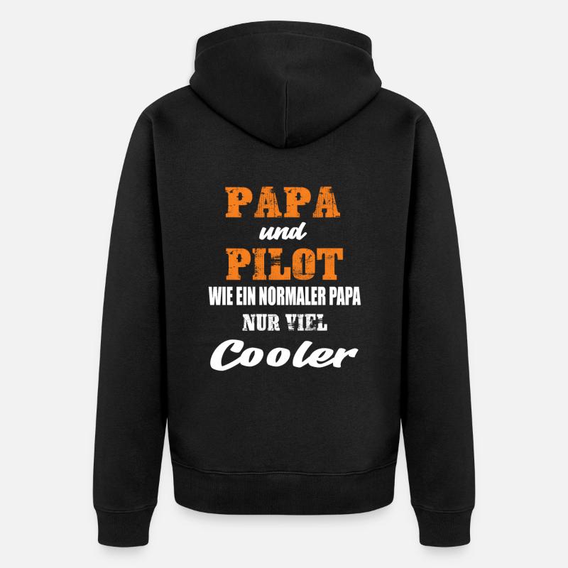 Papa und Pilot - Unisex Premium Bio Zip Hoodie - Schwarz