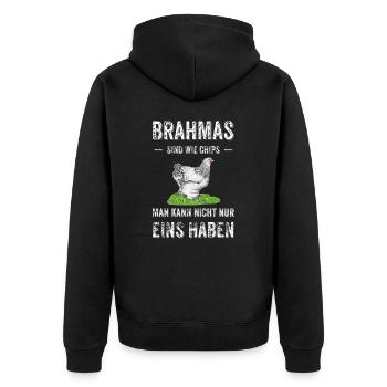 Brahma Hühner I Chicken Geflügel Motiv für - Unisex Premium Bio Zip Hoodie - Schwarz - Hinten - Nico (187cm)