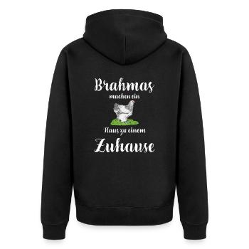 Brahma Hühner I Chicken Geflügel Motiv für - Unisex Premium Bio Zip Hoodie - Schwarz - Hinten - Nico (187cm)