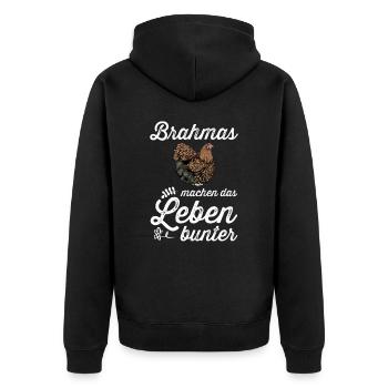 Brahma Hühner I Chicken Geflügel Motiv für - Unisex Premium Bio Zip Hoodie - Schwarz - Hinten - Nico (187cm)