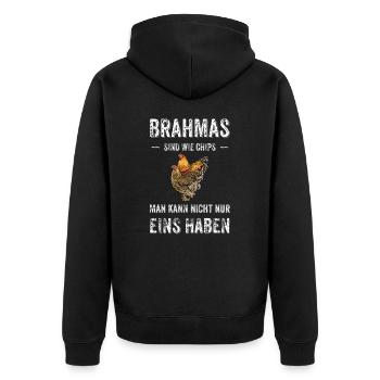 Brahma Hühner I Chicken Geflügel Motiv für - Unisex Premium Bio Zip Hoodie - Schwarz - Hinten - Nico (187cm)