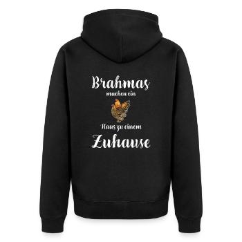 Brahma Hühner I Chicken Geflügel Motiv für - Unisex Premium Bio Zip Hoodie - Schwarz - Hinten - Nico (187cm)