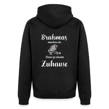 Brahma Hühner I Chicken Geflügel Motiv für - Unisex Premium Bio Zip Hoodie - Schwarz - Hinten - Nico (187cm)