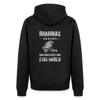 Brahma Hühner I Chicken Geflügel Motiv für - Unisex Premium Bio Zip Hoodie - Schwarz - Hinten - Nico (187cm)