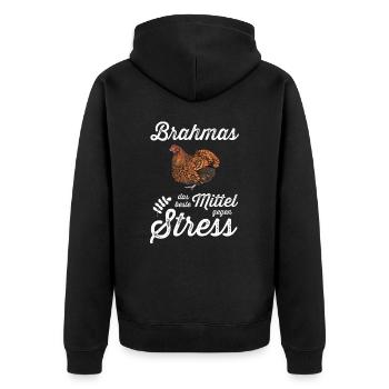 Brahma Hühner I Chicken Geflügel Motiv für - Unisex Premium Bio Zip Hoodie - Schwarz - Hinten - Nico (187cm)