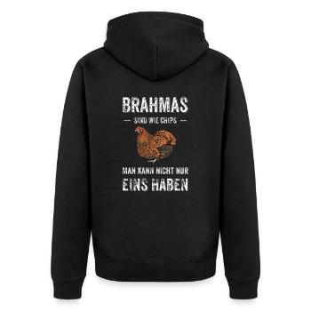 Brahma Hühner I Chicken Geflügel Motiv für - Unisex Premium Bio Zip Hoodie - Schwarz - Hinten - Nico (187cm)
