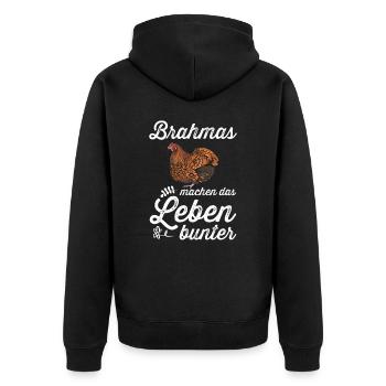 Brahma Hühner I Chicken Geflügel Motiv für - Unisex Premium Bio Zip Hoodie - Schwarz - Hinten - Nico (187cm)