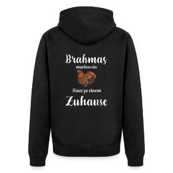 Brahma Hühner I Chicken Geflügel Motiv für - Unisex Premium Bio Zip Hoodie - Schwarz - Hinten - Nico (187cm)