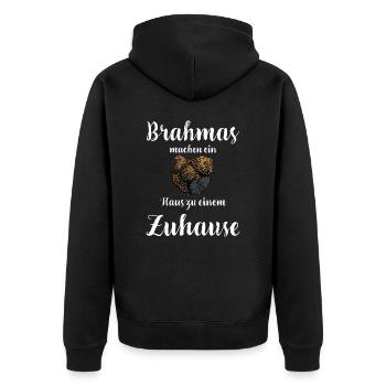 Brahma Hühner I Chicken Geflügel Motiv für - Unisex Premium Bio Zip Hoodie - Schwarz - Hinten - Nico (187cm)