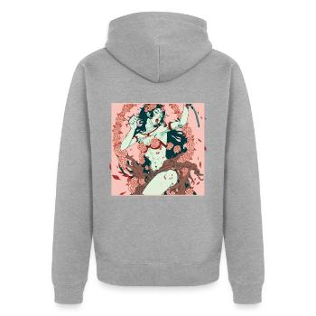 Kali Déesse de la Mort et du Temps Divinité Hindoue Mytholo - Veste à capuche bio Premium Unisexe - gris chiné - Dos - Nico (187cm)