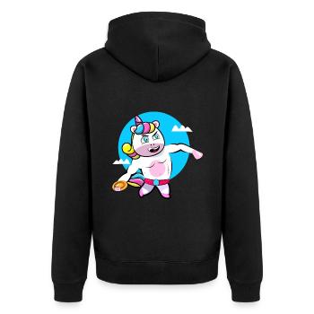 Discus Thrower Unicorn BG - Unisex Premium Organic Zip Hoodie - black - Back - Nico (187cm)