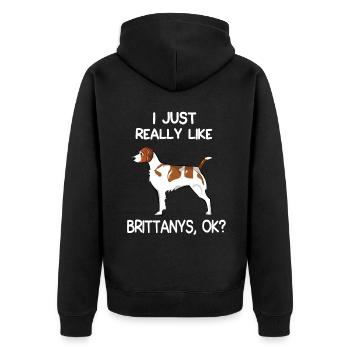 I Just Really Like Brittanys - Unisex Premium Organic Zip Hoodie - black - Back - Nico (187cm)