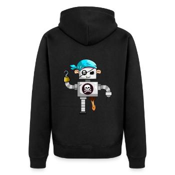 Ghost Robot Pirate - Unisex Premium Organic Zip Hoodie - black - Back - Nico (187cm)