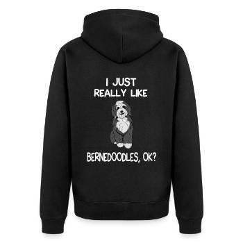 I Just Really Like Bernedoodles - Unisex Premium Organic Zip Hoodie - black - Back - Nico (187cm)