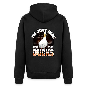 Ducks - I'm Just Here For The Ducks - Unisex Premium Organic Zip Hoodie - black - Back - Nico (187cm)