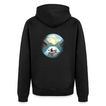 Kayaking Kayaks CANOE RAFTING BOAT PADDLE - Unisex Premium Organic Zip Hoodie - black - Back - Nico (187cm)