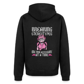 Ein rosa Accessoire nach dem anderen - Bubble Goth - Unisex Premium Bio Zip Hoodie - Schwarz - Hinten - Nico (187cm)