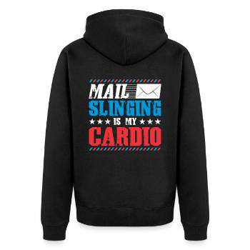 Postbote Briefträger Brief Paketdienst Geschenk - Unisex Premium Bio Zip Hoodie - Schwarz - Hinten - Nico (187cm)
