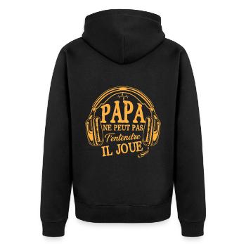 Cadeaux papa fête des pères gamer jeux-vidéos - Veste à capuche bio Premium Unisexe - noir - Dos - Nico (187cm)
