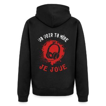 Cadeaux papa fête des pères gamer jeux-vidéos - Veste à capuche bio Premium Unisexe - noir - Dos - Nico (187cm)