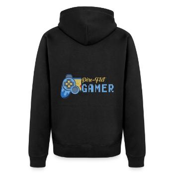 Père-fect papa fête des pères gamer jeux-vidéos - Veste à capuche bio Premium Unisexe - noir - Dos - Nico (187cm)
