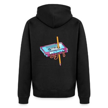 Kassette Mixtape Classic Audio Tape mit Bleistift - Unisex Premium Bio Zip Hoodie - Schwarz - Hinten - Nico (187cm)