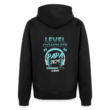 Level Complete PAPA 2024 Loading - Unisex Premium Organic Zip Hoodie - black - Back - Nico (187cm)