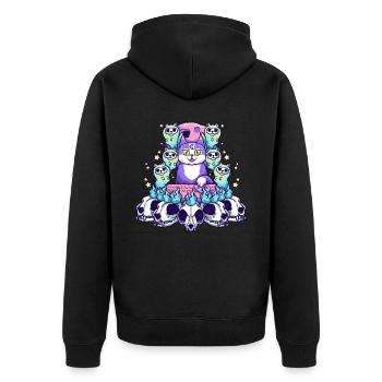 Kawaii Pastel Gothic Cute Cat Occult - Unisex Premium Organic Zip Hoodie - black - Back - Nico (187cm)