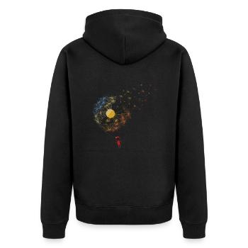 Vintage Dandelion Paragliding Skydiving Paraglider - Unisex Premium Bio Zip Hoodie - Schwarz - Hinten - Nico (187cm)