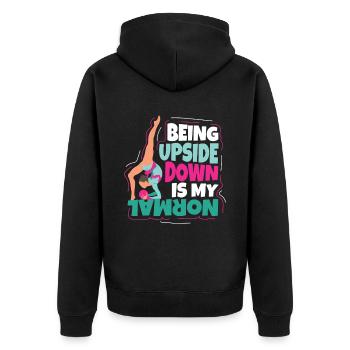 Being Upside Down Gymnastik Turnen - Unisex Premium Bio Zip Hoodie - Schwarz - Hinten - Nico (187cm)
