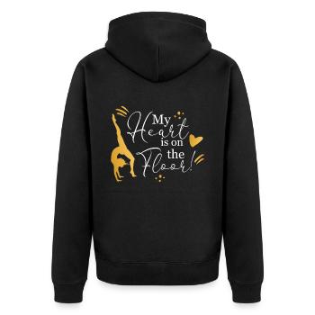 Heart Is On The Floor Gymnastik Turnen - Unisex Premium Bio Zip Hoodie - Schwarz - Hinten - Nico (187cm)