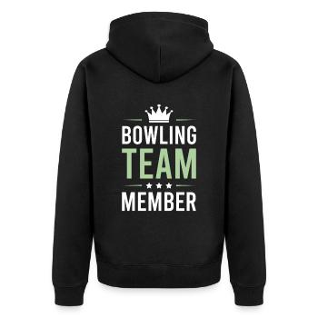 Bowling Team - Unisex Premium Bio Zip Hoodie - Schwarz - Hinten - Nico (187cm)