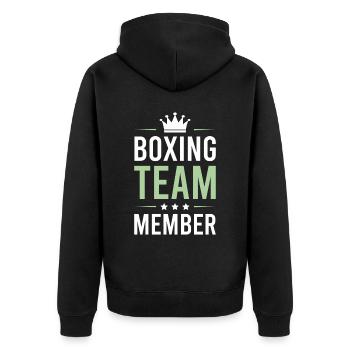 Boxing Team - Unisex Premium Organic Zip Hoodie - black - Back - Nico (187cm)