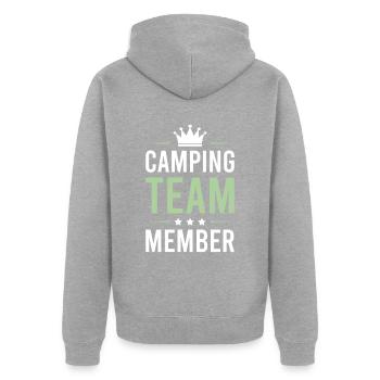 Équipe de camping - Veste à capuche bio Premium Unisexe - gris chiné - Dos - Nico (187cm)