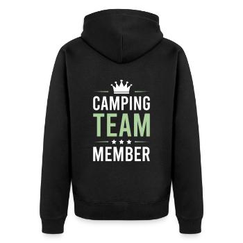 Camping Team - Unisex Premium Bio Zip Hoodie - Schwarz - Hinten - Nico (187cm)