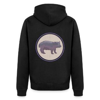 Nilpferd Baby | Flusspferd Nilpferde Geschenk - Unisex Premium Bio Zip Hoodie - Schwarz - Hinten - Nico (187cm)