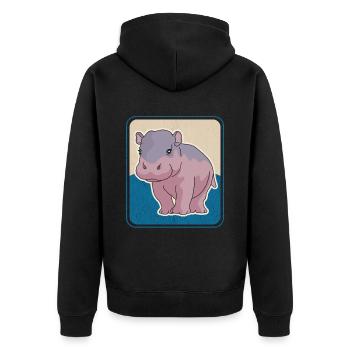 Hippo Baby Hippo Hippo Gift - Unisex Premium Organic Zip Hoodie - black - Back - Nico (187cm)