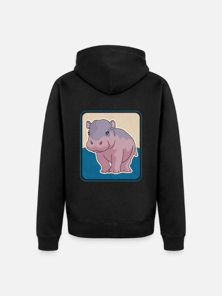 Hippo Baby Hippo Hippo Gift - Unisex Premium Organic Zip Hoodie - black