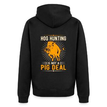 Wildschweinjagd Wildschweinjäger - Unisex Premium Bio Zip Hoodie - Schwarz - Hinten - Nico (187cm)