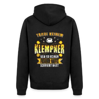 Kaffee liebender Klempner Klempner Klempner - Unisex Premium Bio Zip Hoodie - Schwarz - Hinten - Nico (187cm)