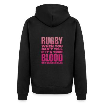 Rugby - Unisex Premium Bio Zip Hoodie - Schwarz - Hinten - Nico (187cm)