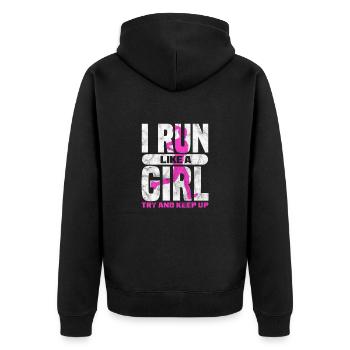 Running Runner Jogging Jogging Runner Gift - Unisex Premium Organic Zip Hoodie - black - Back - Nico (187cm)