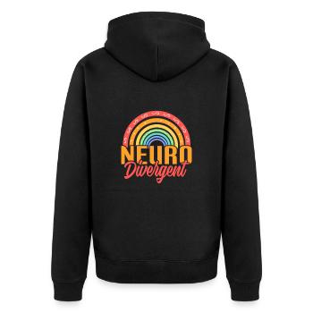 ADHS ADHD Aufmerksamkeit Defizit Geschenk - Unisex Premium Bio Zip Hoodie - Schwarz - Hinten - Nico (187cm)