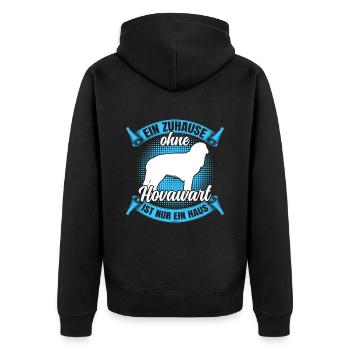 Ohne Hovawart nur ein Haus derber Bauernhund - Unisex Premium Bio Zip Hoodie - Schwarz - Hinten - Nico (187cm)
