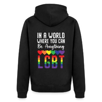 Gay Rights Rainbow Pride LGBTQ Gay Pride Parade - Unisex Premium Bio Zip Hoodie - Schwarz - Hinten - Nico (187cm)