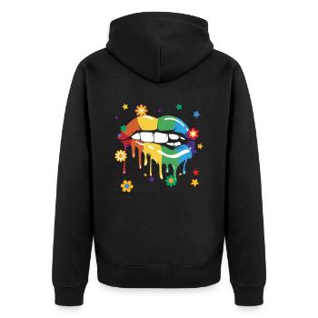 Gay Rights Rainbow Pride LGBTQ Gay Pride Parade - Unisex Premium Bio Zip Hoodie - Schwarz - Hinten - Nico (187cm)