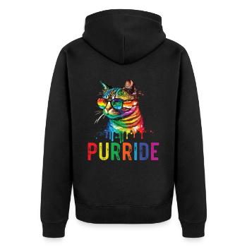 Purride Gay Rights Pride Month LGBTQ-Katzenflüsterer - Unisex Premium Bio Zip Hoodie - Schwarz - Hinten - Nico (187cm)