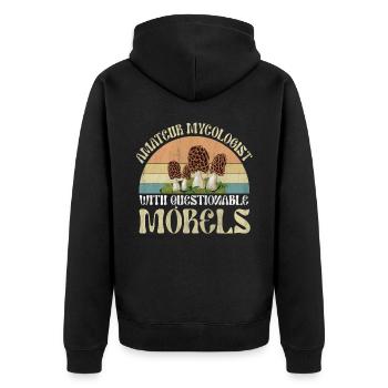 Amateur Mycologist With Questionable Morels - Unisex Premium Organic Zip Hoodie - black - Back - Nico (187cm)