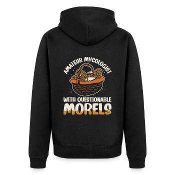 Amateur Mycologist With Questionable Morels - Unisex Premium Organic Zip Hoodie - black - Back - Nico (187cm)